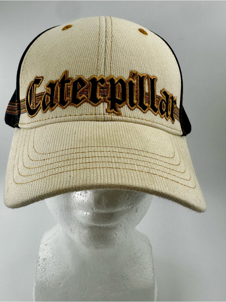 Caterpillar Beige And Black Embroidered Logo Hat
